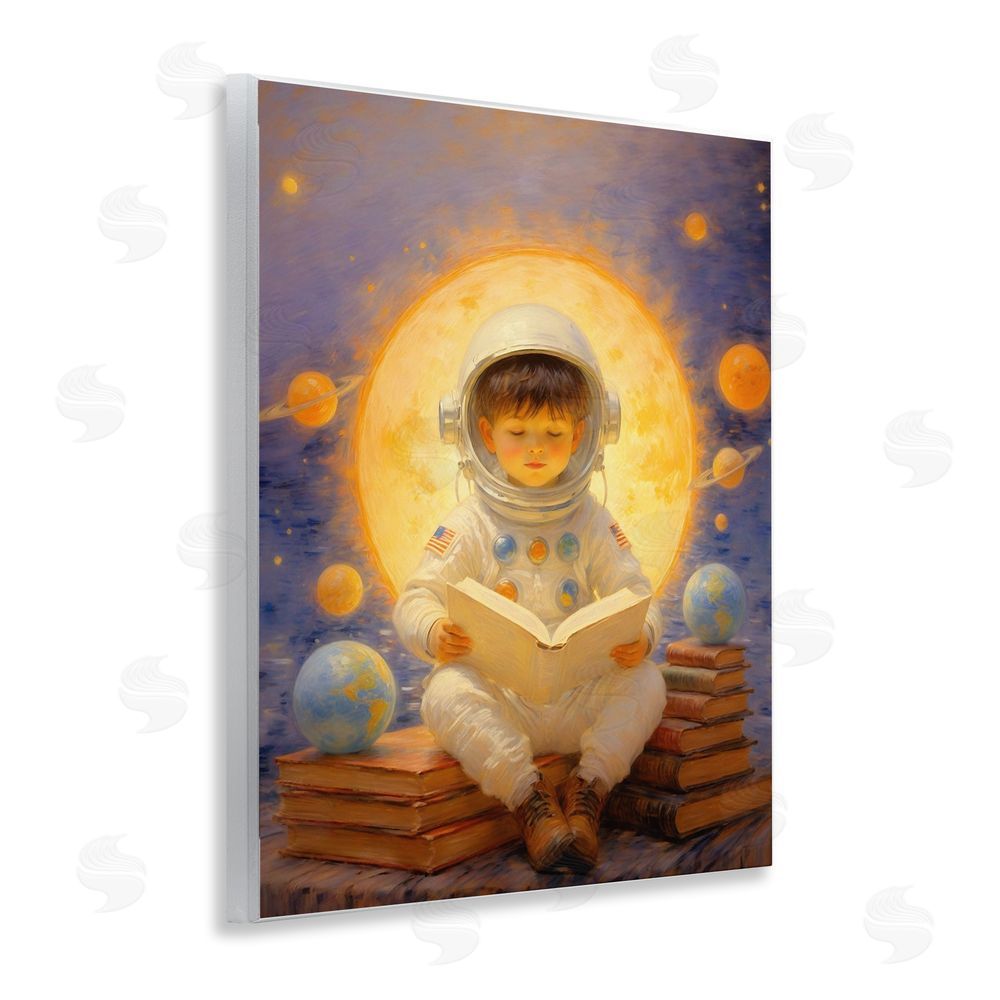 Angie Hawke Astronaut Child Learning Wooden Wall Plaque Art Print