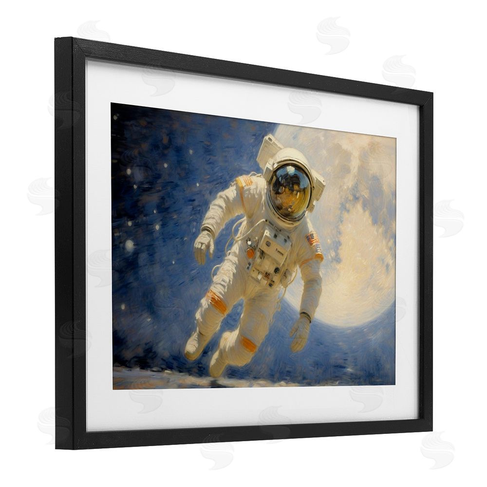 Angie Hawke Astronaut in Vast Galaxy Black Framed Print Under Glass Wall Art