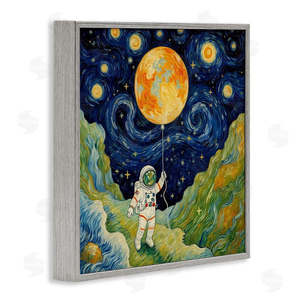 Angie Hawke Impressionist Astronaut in Space Gray Framed Giclee Print Wall Art