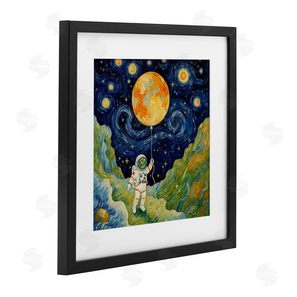 Angie Hawke Impressionist Astronaut in Space Black Framed Print Under Glass Wall Art