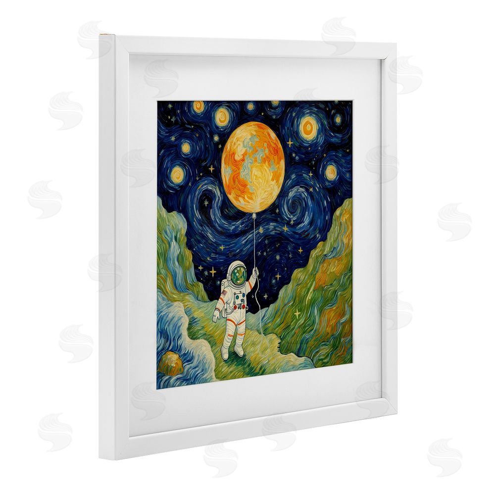 Angie Hawke Impressionist Astronaut in Space White Framed Print Under Glass Wall Art