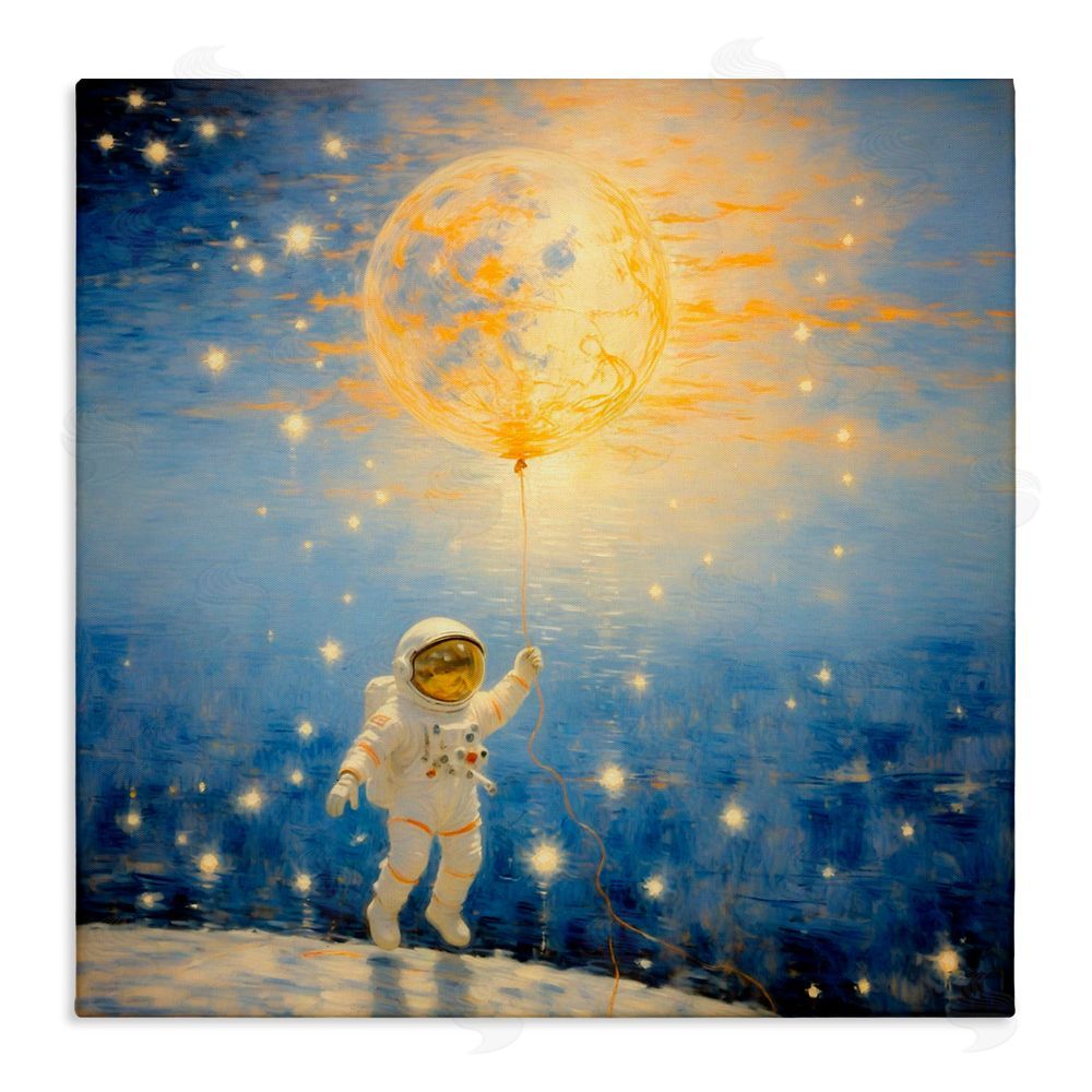 Angie Hawke Astronaut with Dreamy Cosmic Balloon Stretched Canvas Wall Art Print