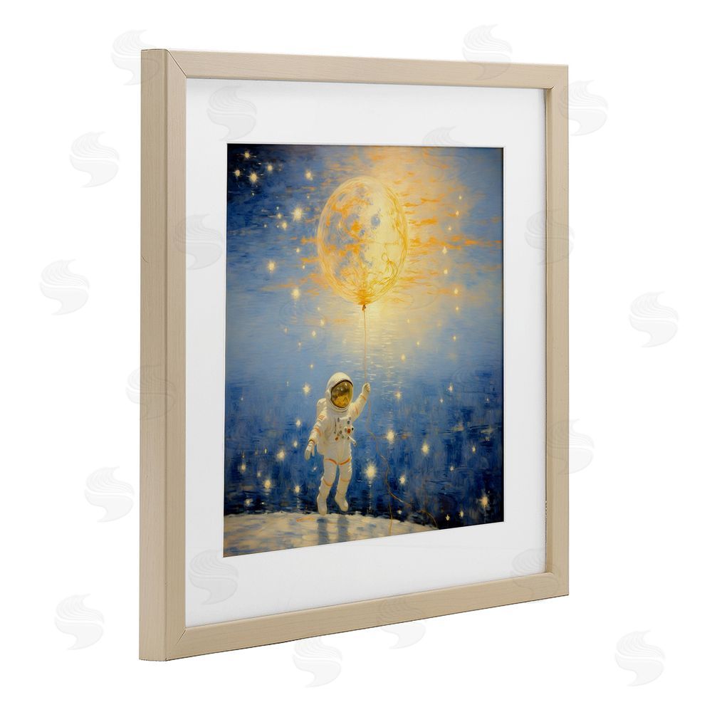 Angie Hawke Astronaut with Dreamy Cosmic Balloon Brown Framed Print Under Glass Wall Art