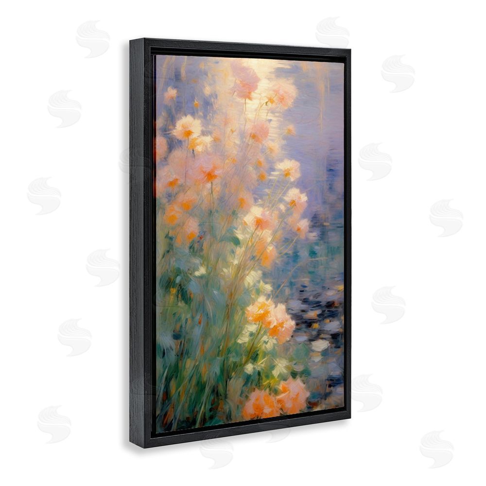 Angie Hawke Sunlit Pastel Blossoms Impression Black Floating Framed Canvas Wall Art Print