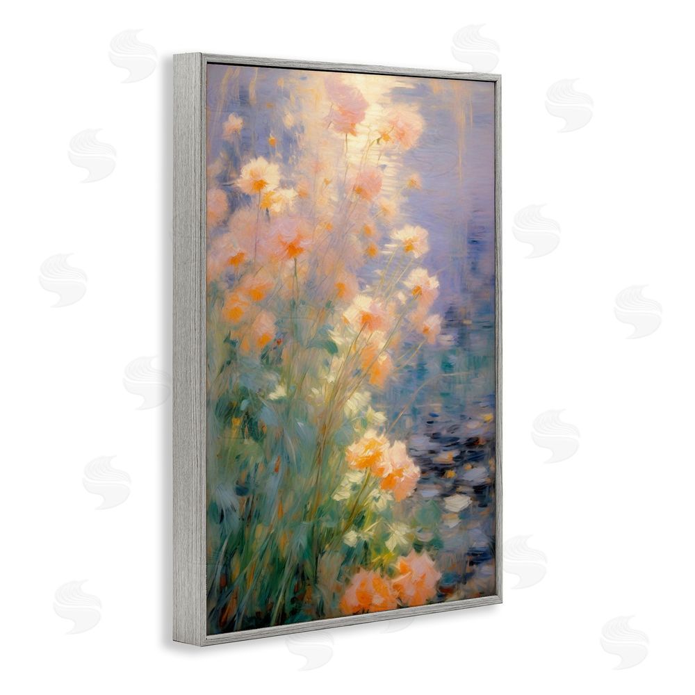 Angie Hawke Sunlit Pastel Blossoms Impression Gray Framed Giclee Wall Art Print