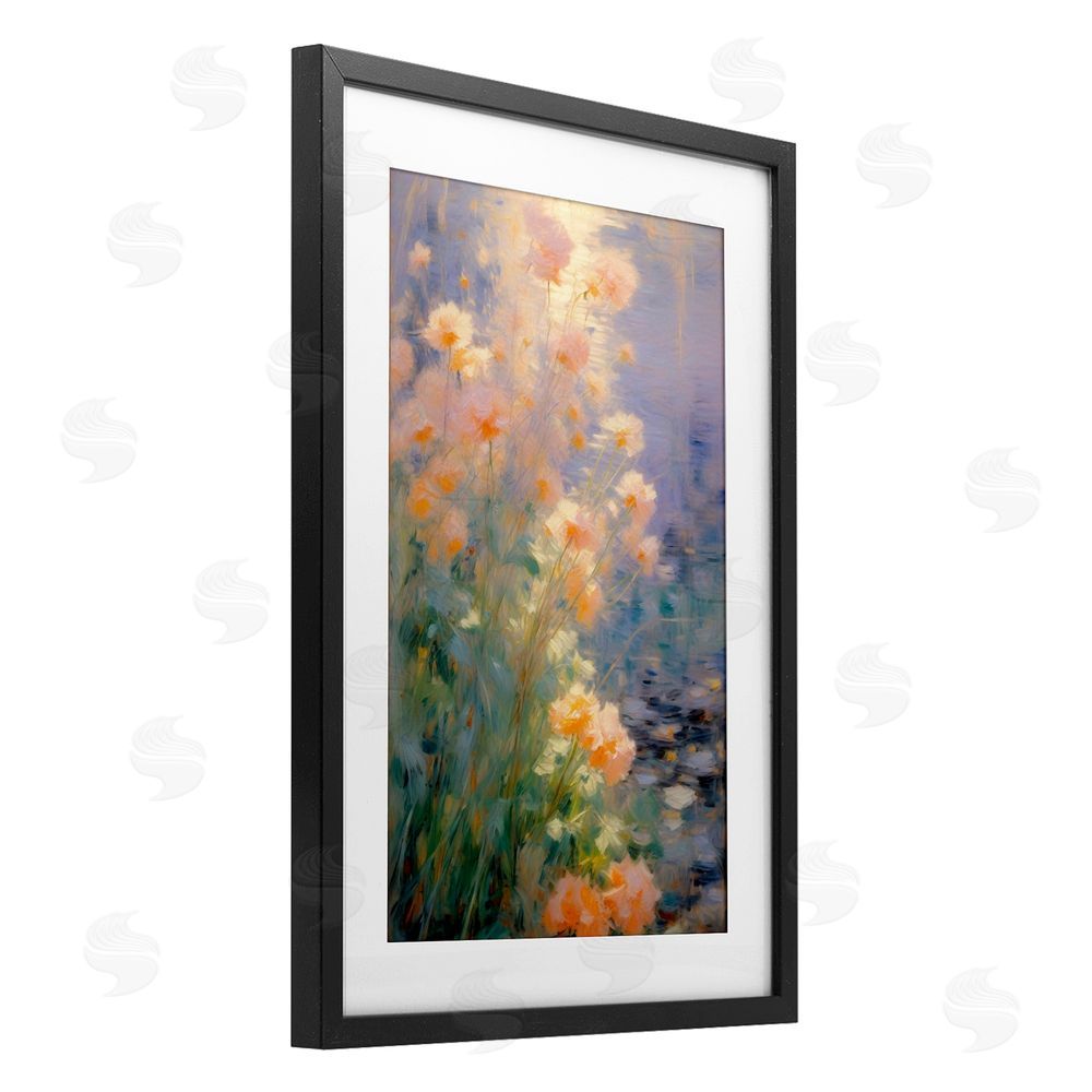 Angie Hawke Sunlit Pastel Blossoms Impression Black Framed Print Under Glass with White Mat Wall Art