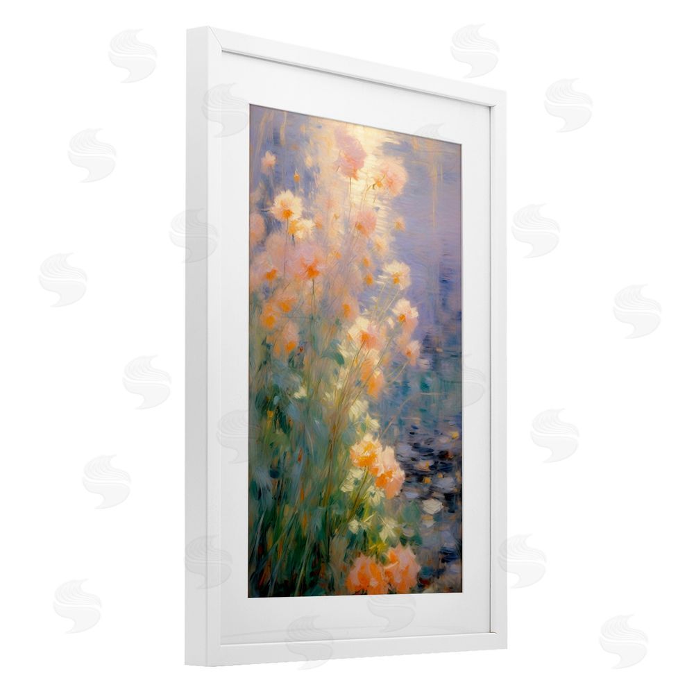 Angie Hawke Sunlit Pastel Blossoms Impression White Framed Print Under Glass with White Mat Wall Art