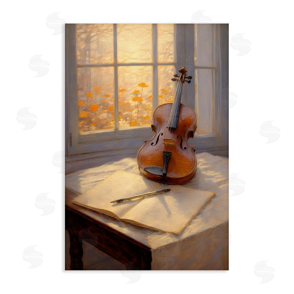 Angie Hawke Autumn Sunlit Violin Stretched Canvas Wall Art Print