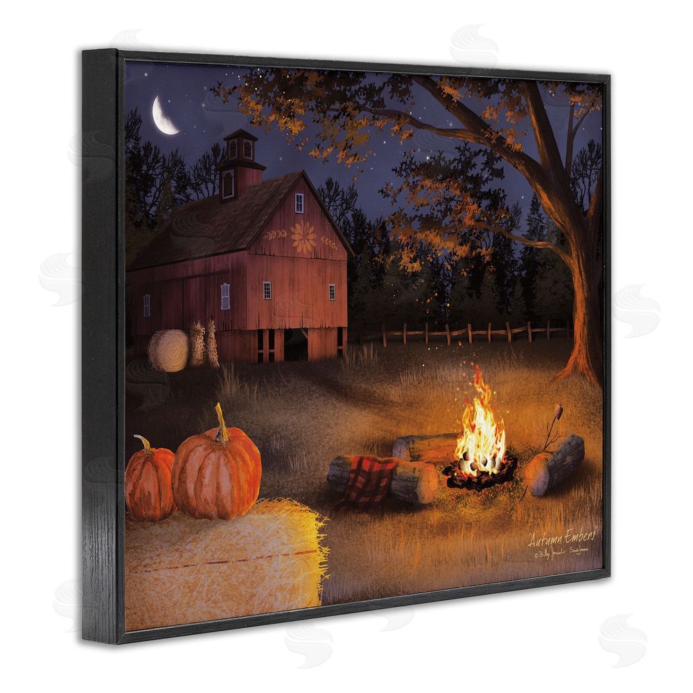 Billy Jacobs Autumn Campfire Embers Black Framed Giclee Wall Art Print