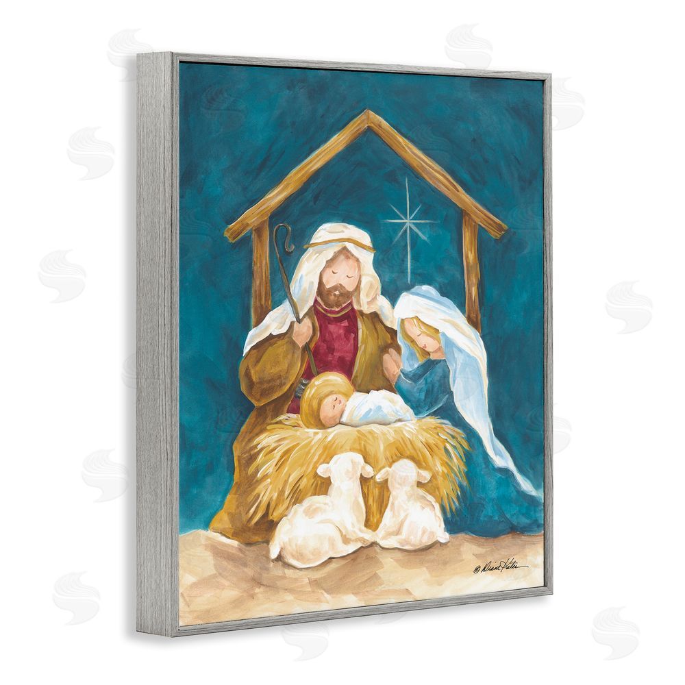 Diane Kater Comforting Nativity Painting Gray Framed Giclee Print Wall Art