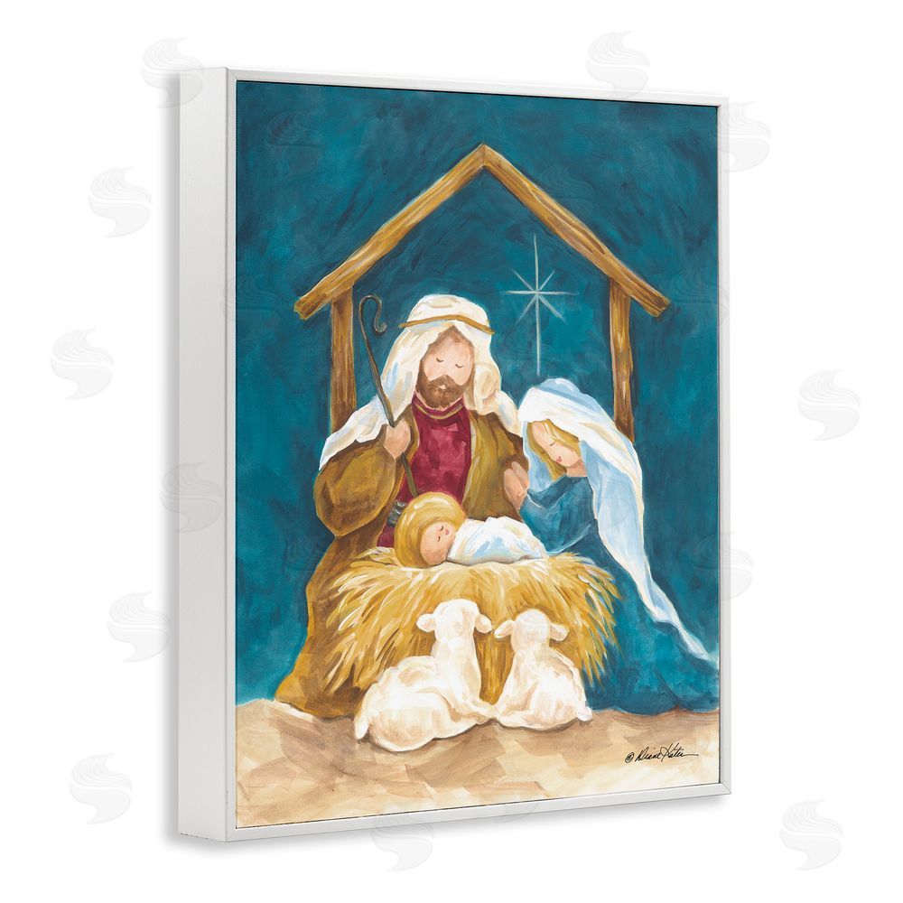 Diane Kater Comforting Nativity Painting White Framed Giclee Print Wall Art