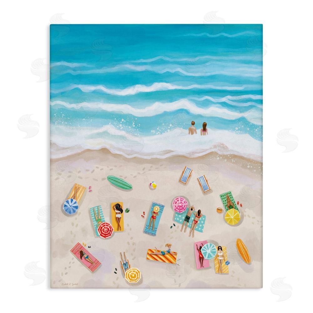 Elizabeth Tyndall Beach Day Sunbathers Stretched Canvas Wall Art Print