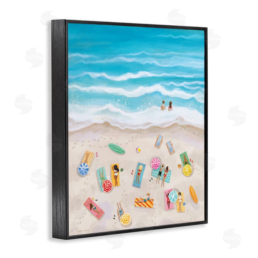 Elizabeth Tyndall Beach Day Sunbathers Black Framed Giclee Wall Art Print