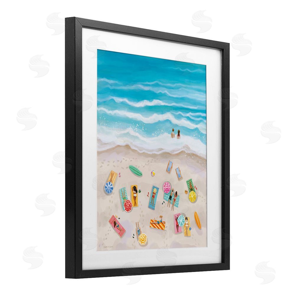 Elizabeth Tyndall Beach Day Sunbathers Black Framed Print Under Glass Wall Art