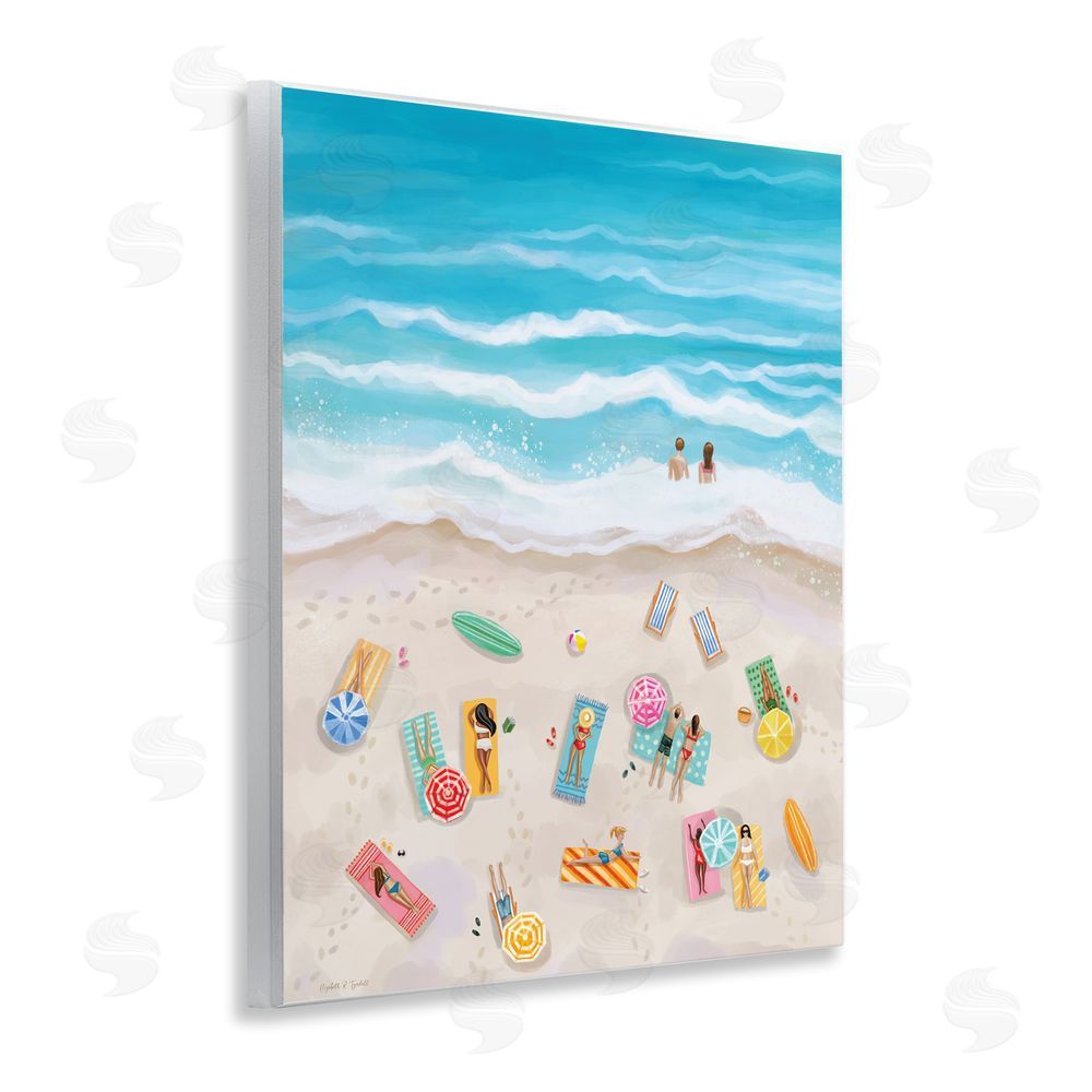 Elizabeth Tyndall Beach Day Sunbathers Wooden Wall Plaque Art Print