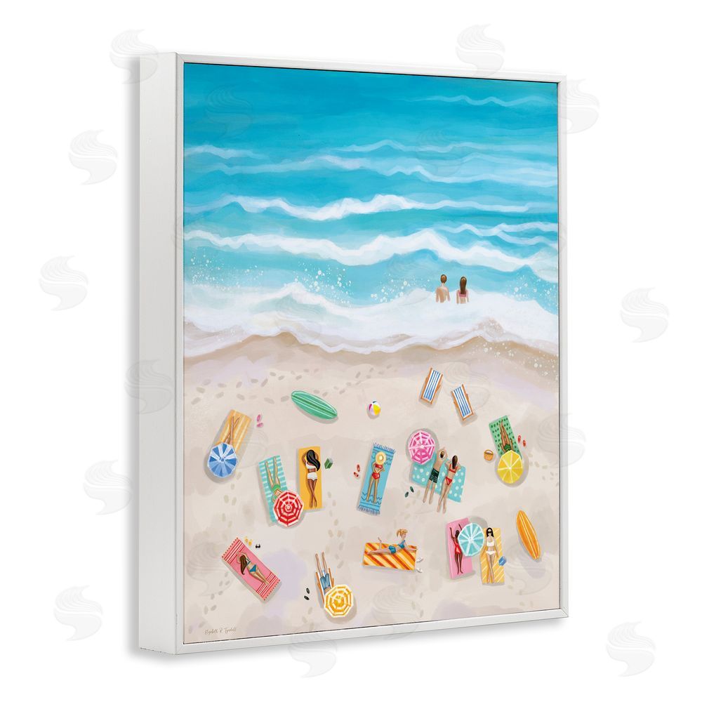 Elizabeth Tyndall Beach Day Sunbathers White Framed Giclee Wall Art Print