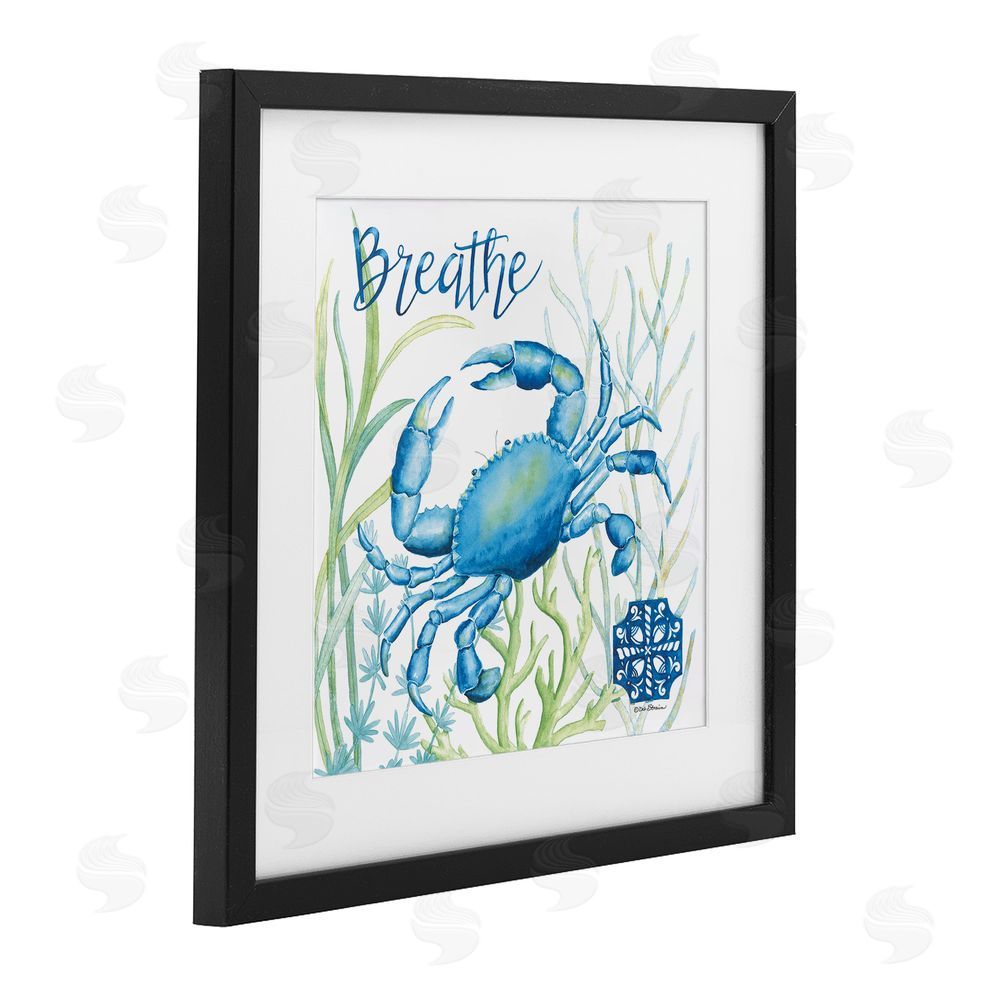 Deb Strain Breath Blue Crab Among Seaweed Black Framed Print Under Glass Wall Art