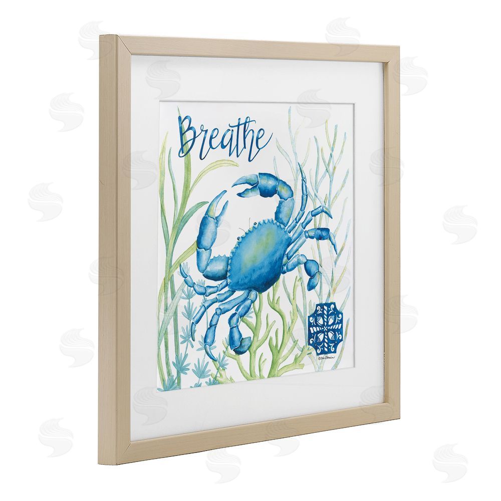 Deb Strain Breath Blue Crab Among Seaweed Brown Framed Print Under Glass Wall Art