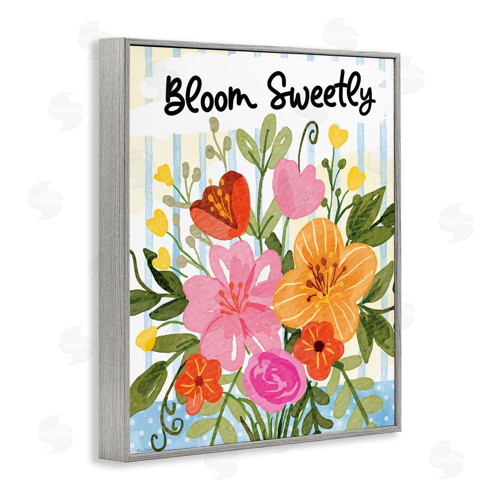 Nicole DeCamp Bloom Sweetly Bright Flowers Gray Framed Giclee Wall Art Print