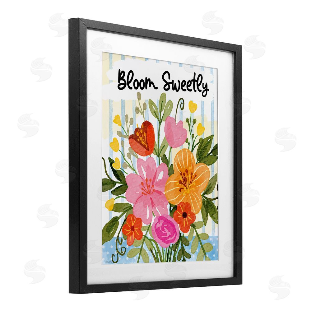Nicole DeCamp Bloom Sweetly Bright Flowers Black Framed Print Under Glass Wall Art