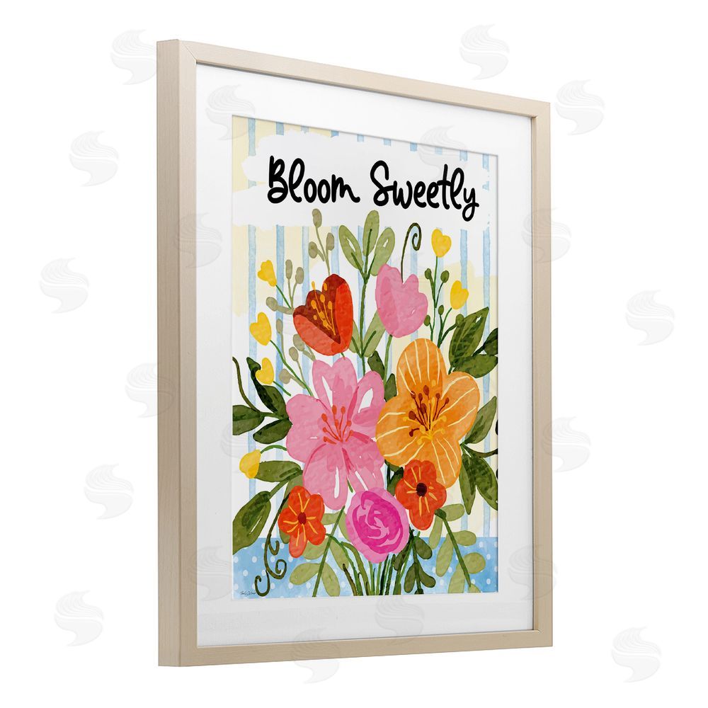 Nicole DeCamp Bloom Sweetly Bright Flowers Brown Framed Print Under Glass Wall Art