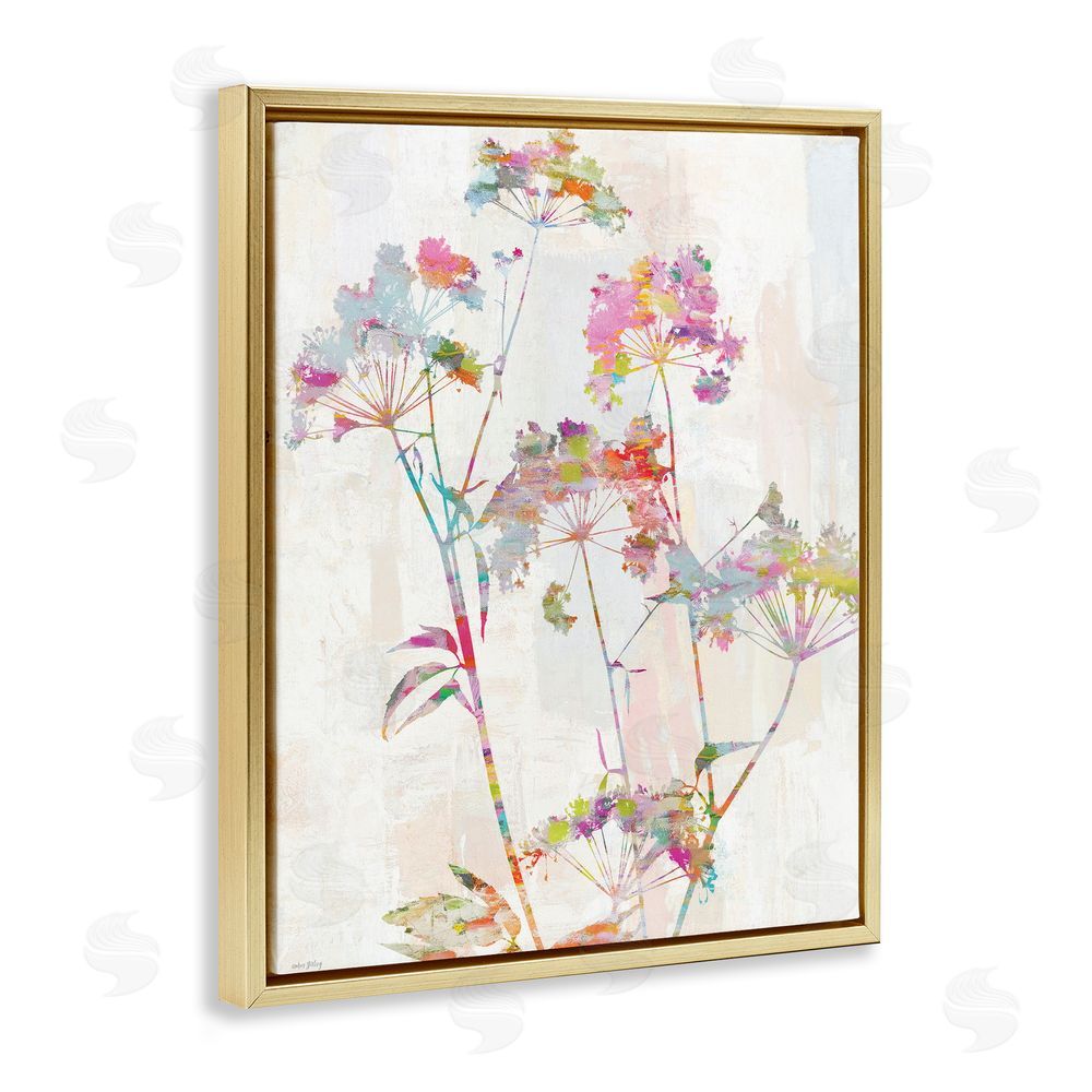 Amber Sterling Kaleidoscopic Delicate Herbs Gold Floating Frame Canvas Wall Art Print