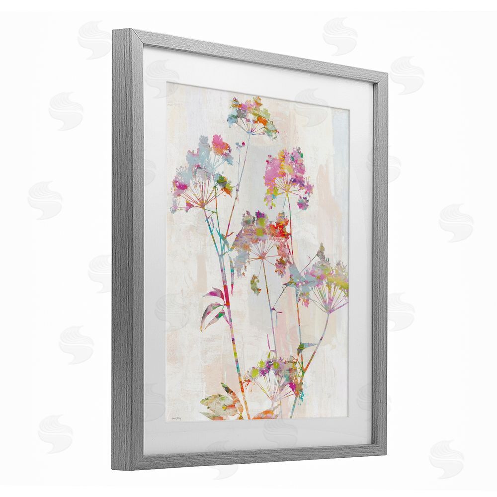 Amber Sterling Kaleidoscopic Delicate Herbs Gray Framed Print Under Glass Wall Art