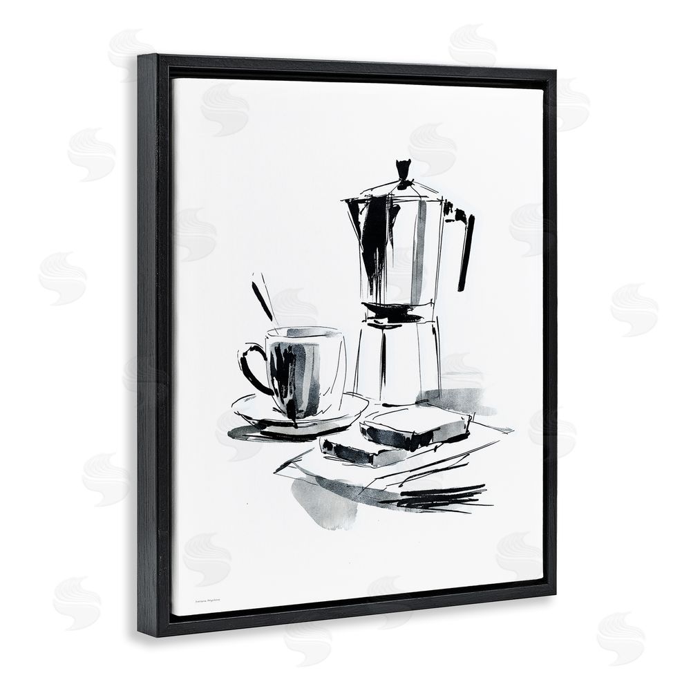 Svetlana Aleynikova Caffeine Dreams Moka Pot Black Floating Frame Canvas Wall Art Print