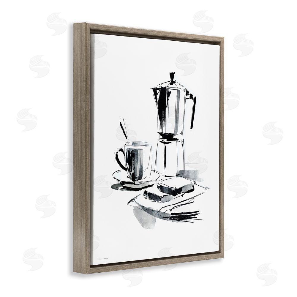 Svetlana Aleynikova Caffeine Dreams Moka Pot Brown Floating Frame Canvas Wall Art Print