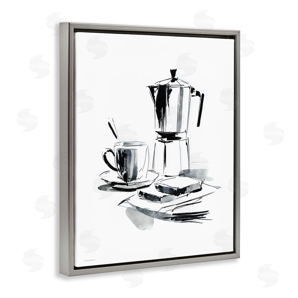 Svetlana Aleynikova Caffeine Dreams Moka Pot Gray Floating Frame Canvas Wall Art Print