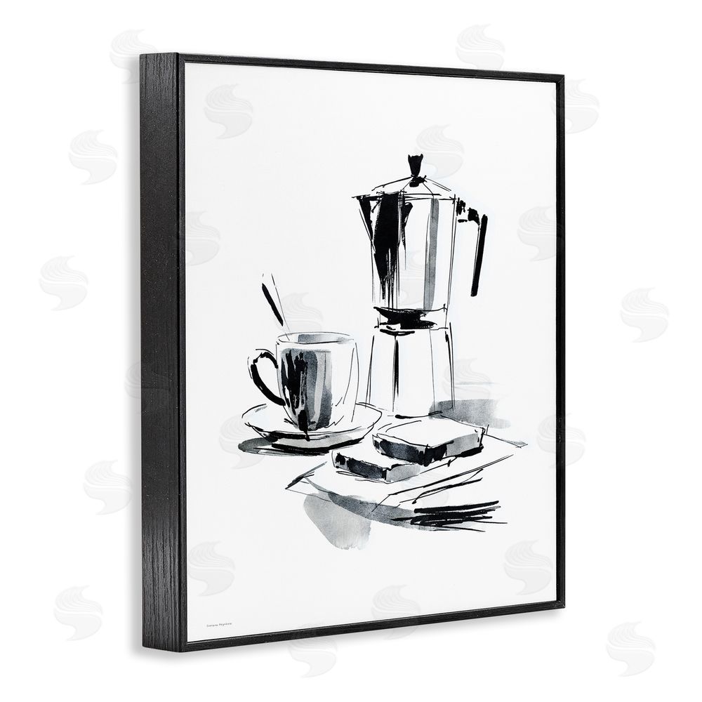 Svetlana Aleynikova Caffeine Dreams Moka Pot Black Framed Giclee Wall Art Print