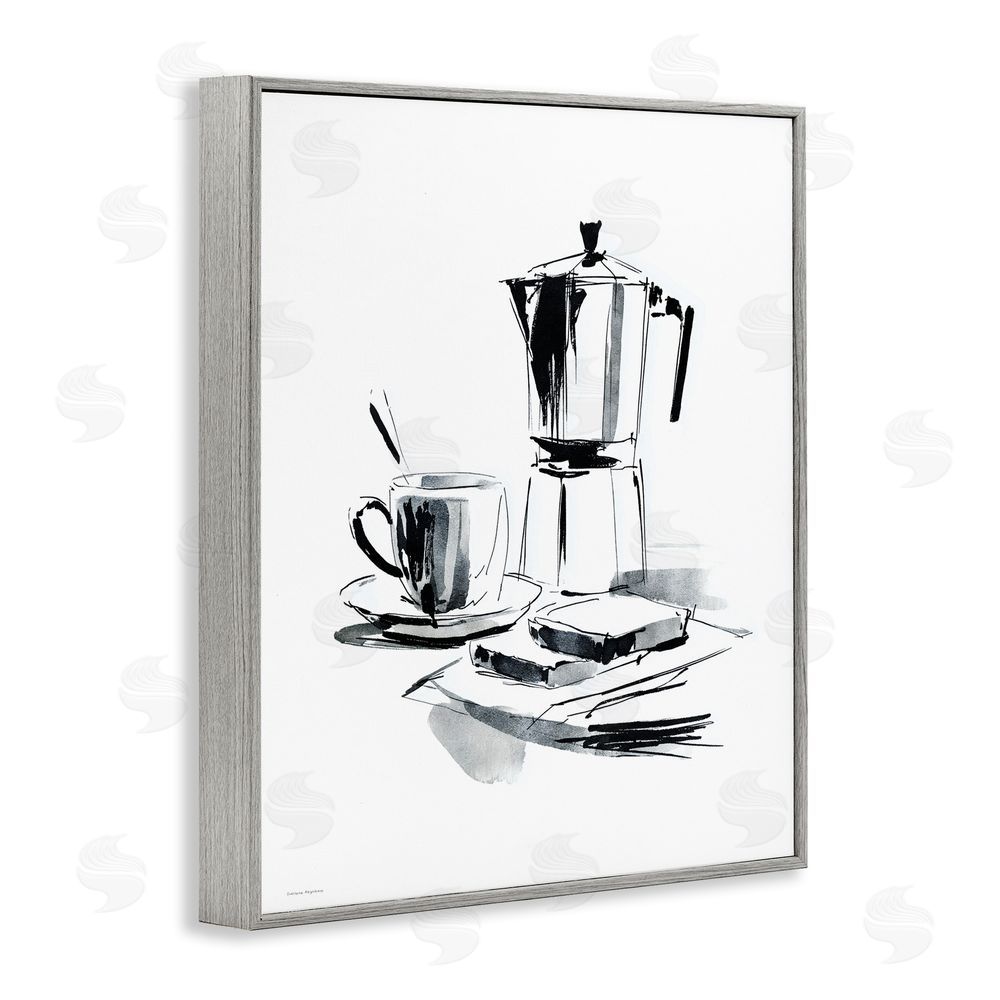 Svetlana Aleynikova Caffeine Dreams Moka Pot Gray Framed Giclee Wall Art Print