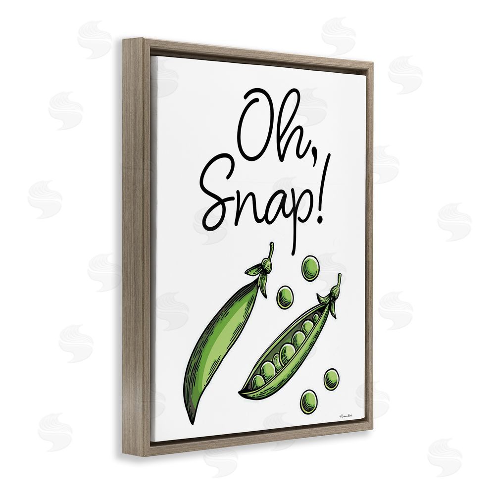 Susan Ball Oh Snap Peas Brown Floating Frame Canvas Wall Art Print