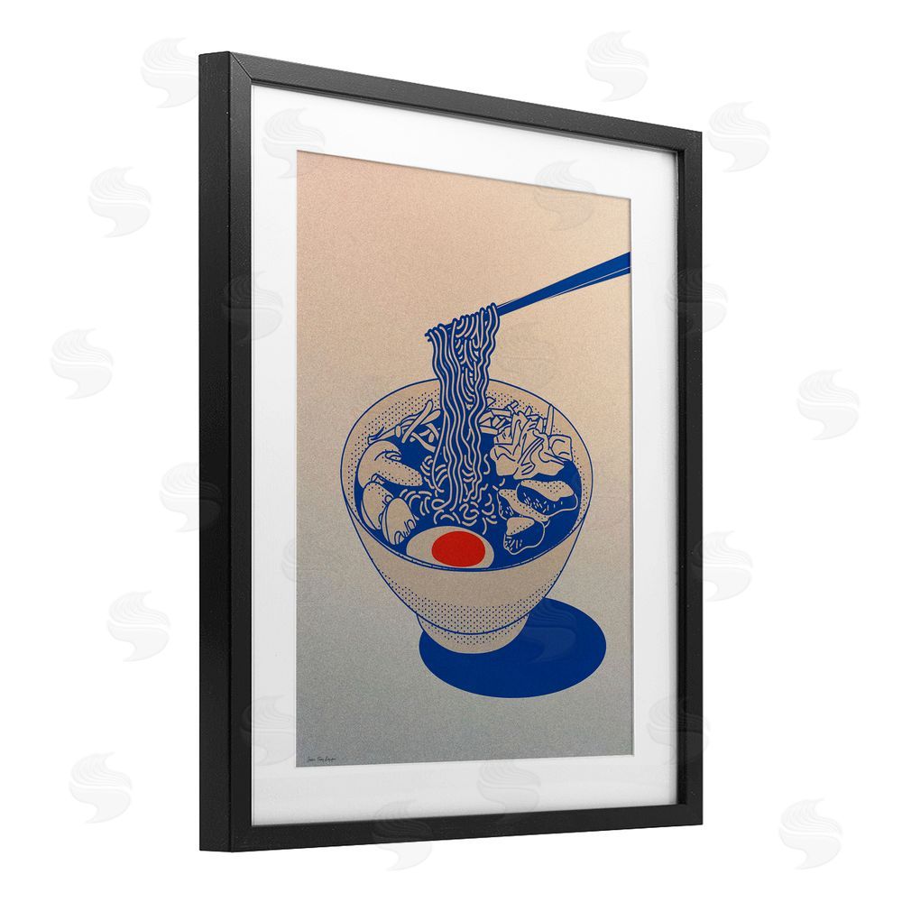 Seven Trees Design Ramen Noodle Bowl Gradient Black Framed Print Under Glass Wall Art