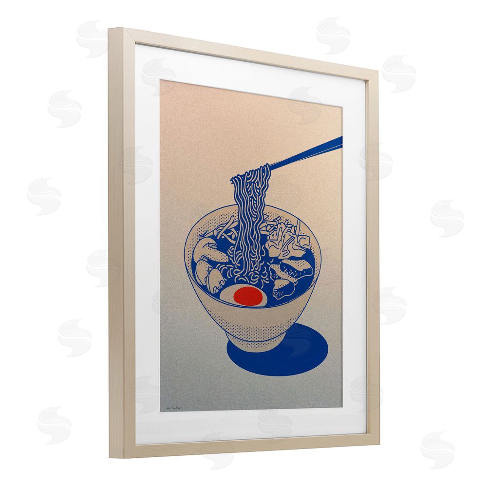 Seven Trees Design Ramen Noodle Bowl Gradient Brown Framed Print Under Glass Wall Art