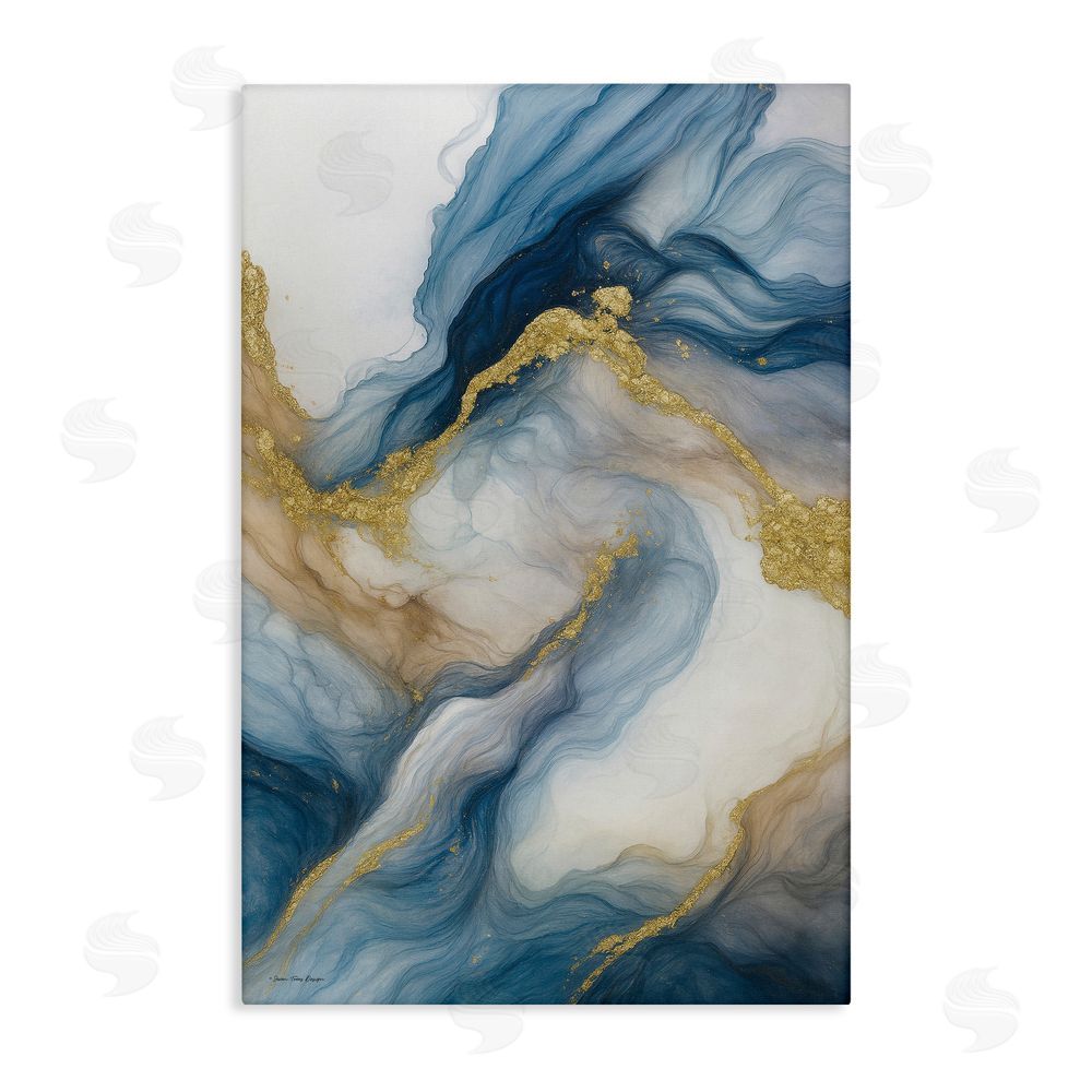 Seven Trees Design Celestial Tides with Golden Veins Stretched Canvas Wall Art Print