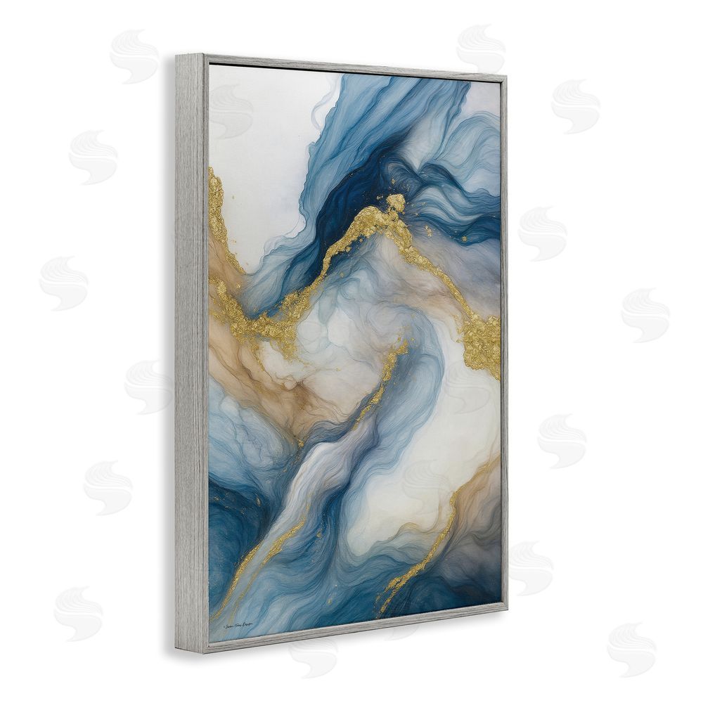 Seven Trees Design Celestial Tides with Golden Veins Gray Framed Giclee Wall Art Print