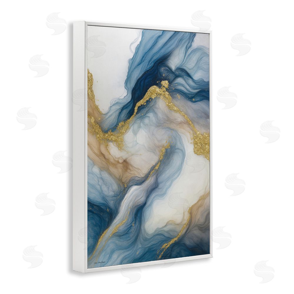 Seven Trees Design Celestial Tides with Golden Veins White Framed Giclee Wall Art Print