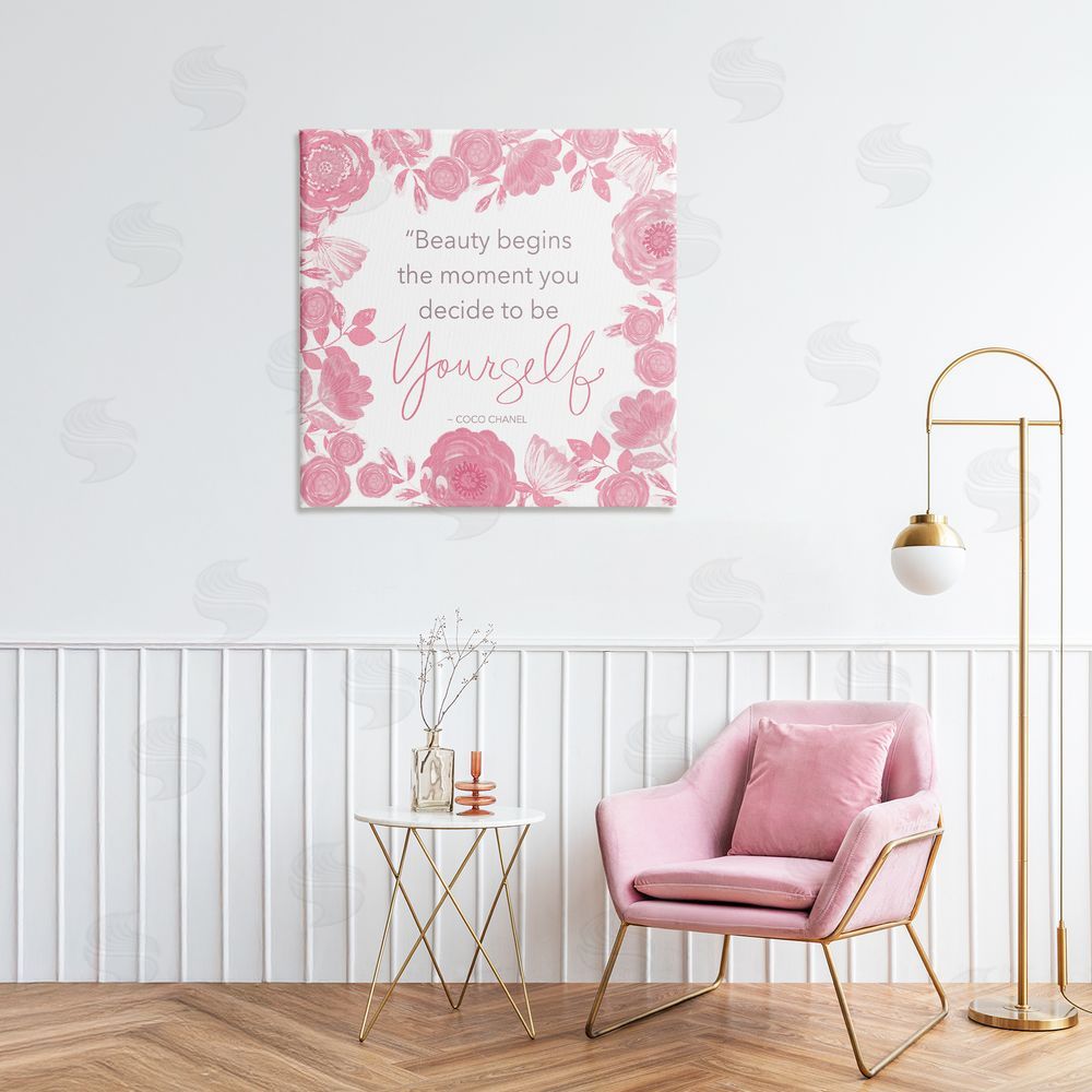 Annie LaPoint Be Yourself Famous Phrase Stretched Canvas Wall Art in Room