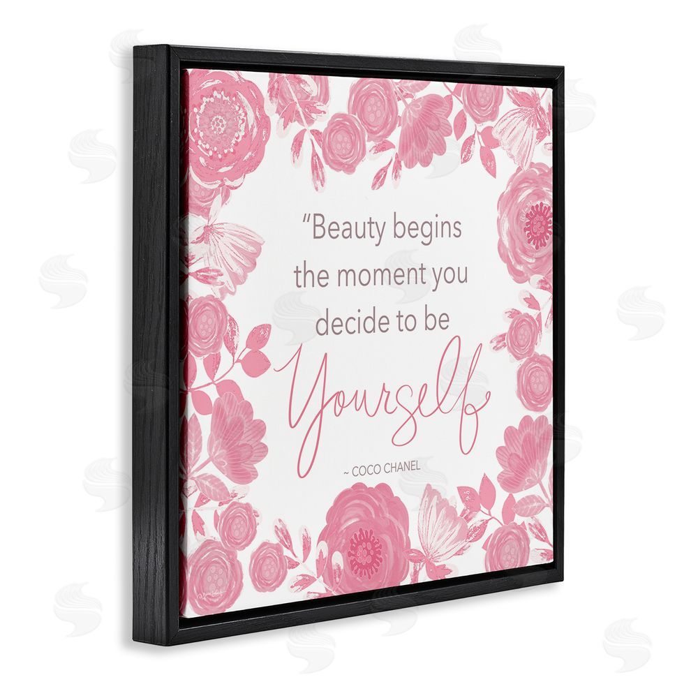 Annie LaPoint Be Yourself Famous Phrase Black Floating Frame Canvas Wall Art Print
