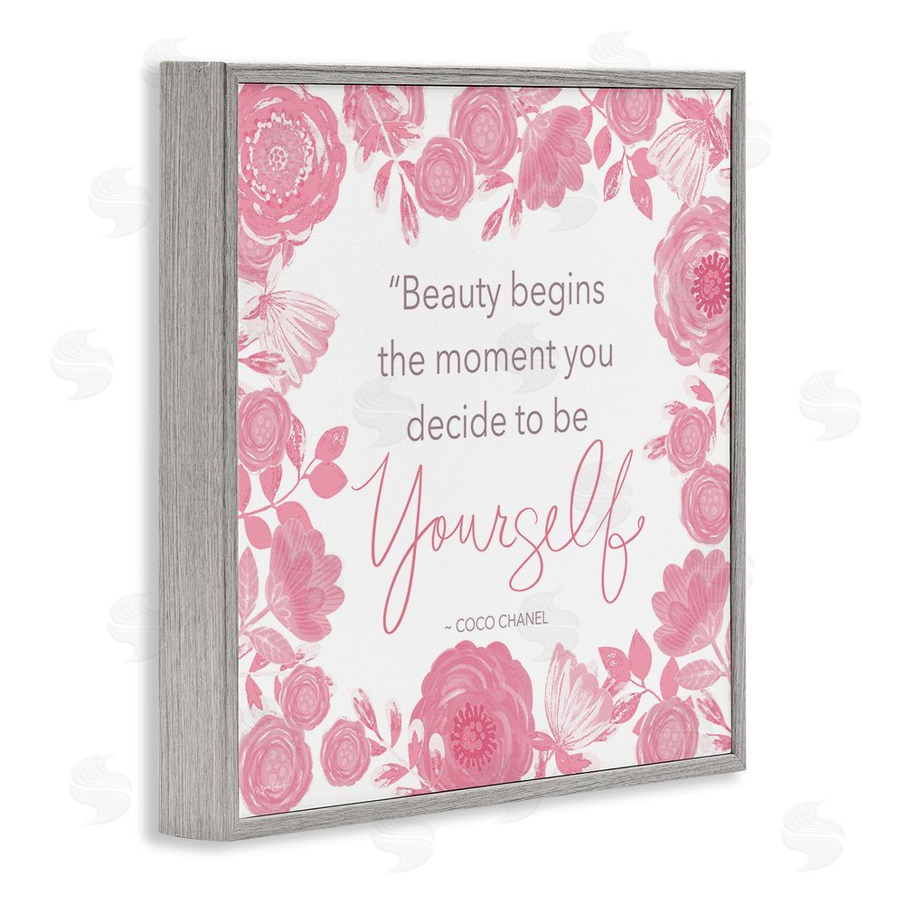 Annie LaPoint Be Yourself Famous Phrase Gray Framed Giclee Wall Art Print