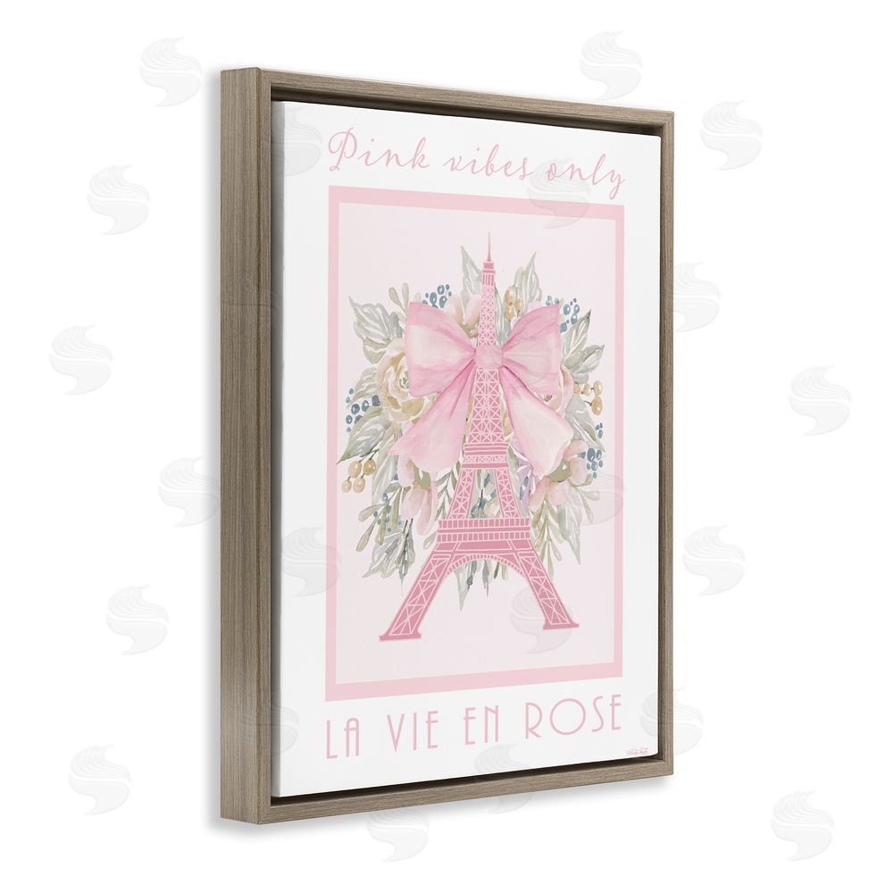 Cindy Jacobs Pink Vibes Only Paris Brown Floating Frame Canvas Wall Art Print