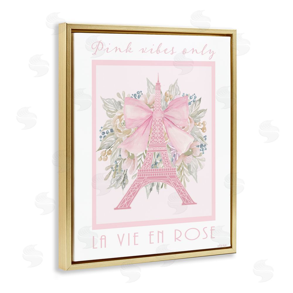 Cindy Jacobs Pink Vibes Only Paris Gold Floating Frame Canvas Wall Art Print