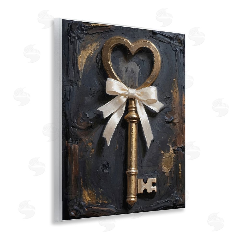 Jo Moulton Antique Gold Heart Key Wooden Wall Plaque Art Print