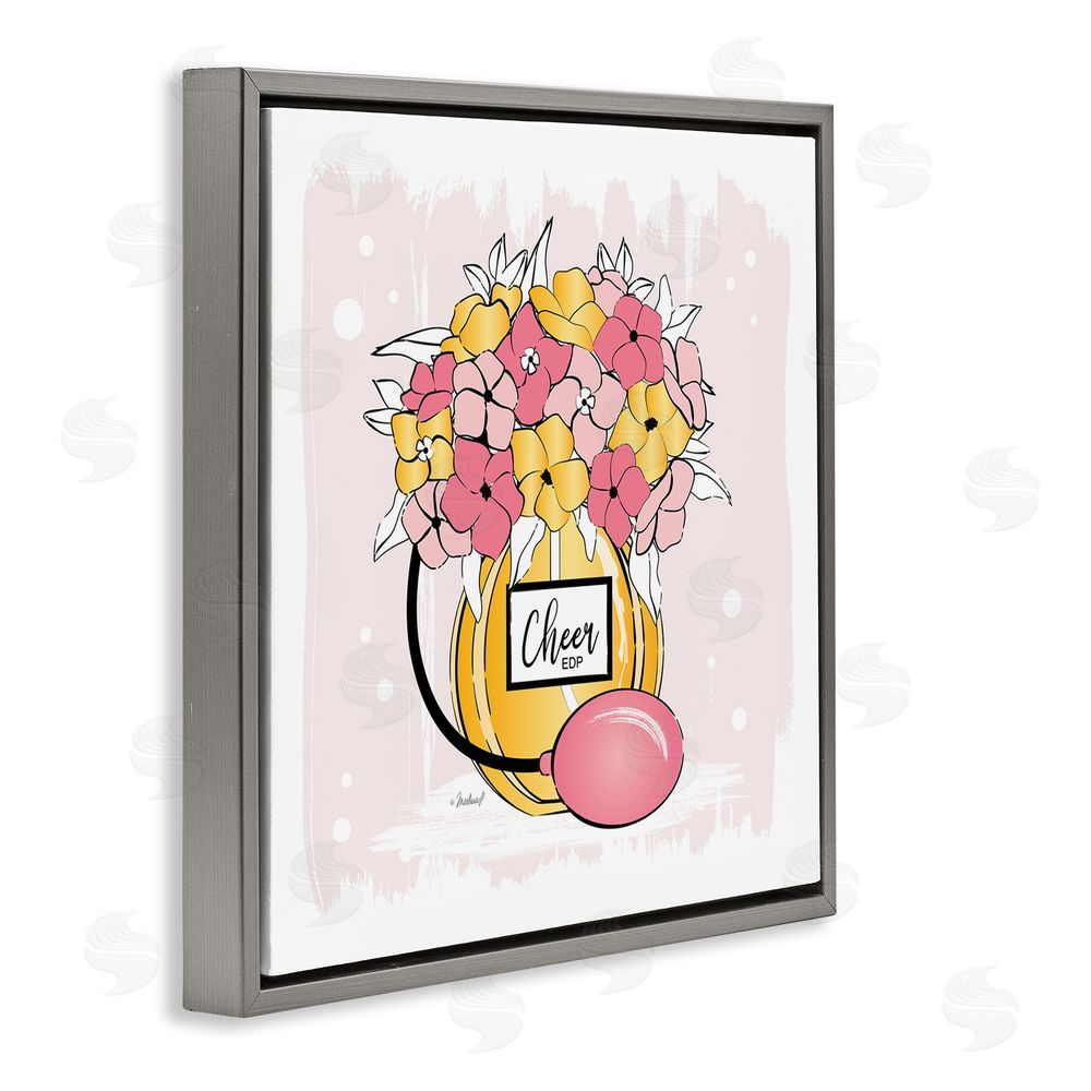 Martina Pavlova Cheer Perfume Floral Bouquet Gray Floating Frame Canvas Wall Art Print