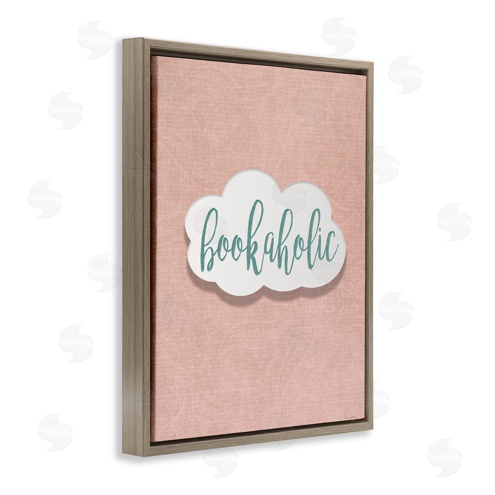 Seven Trees Design Bookaholic in Pastel Cloud Brown Floating Frame Canvas Wall Art Print
