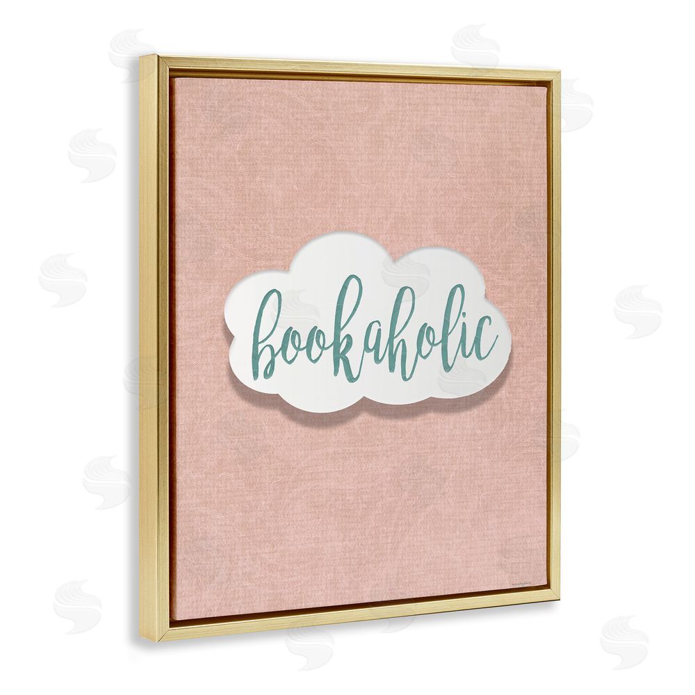 Seven Trees Design Bookaholic in Pastel Cloud Gold Floating Frame Canvas Wall Art Print