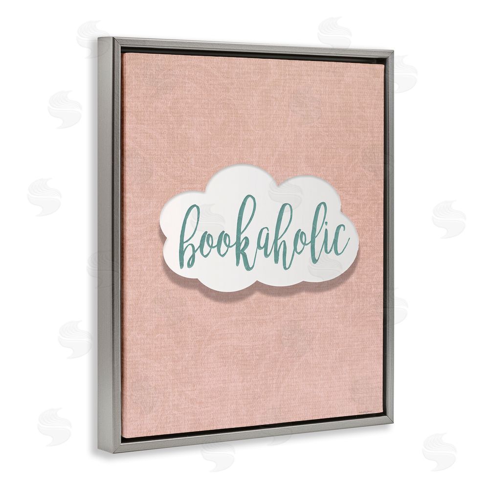 Seven Trees Design Bookaholic in Pastel Cloud Gray Floating Frame Canvas Wall Art Print