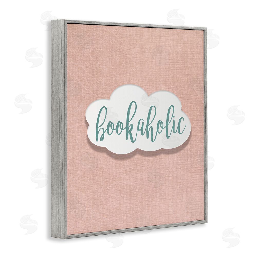 Seven Trees Design Bookaholic in Pastel Cloud Gray Framed Giclee Wall Art Print