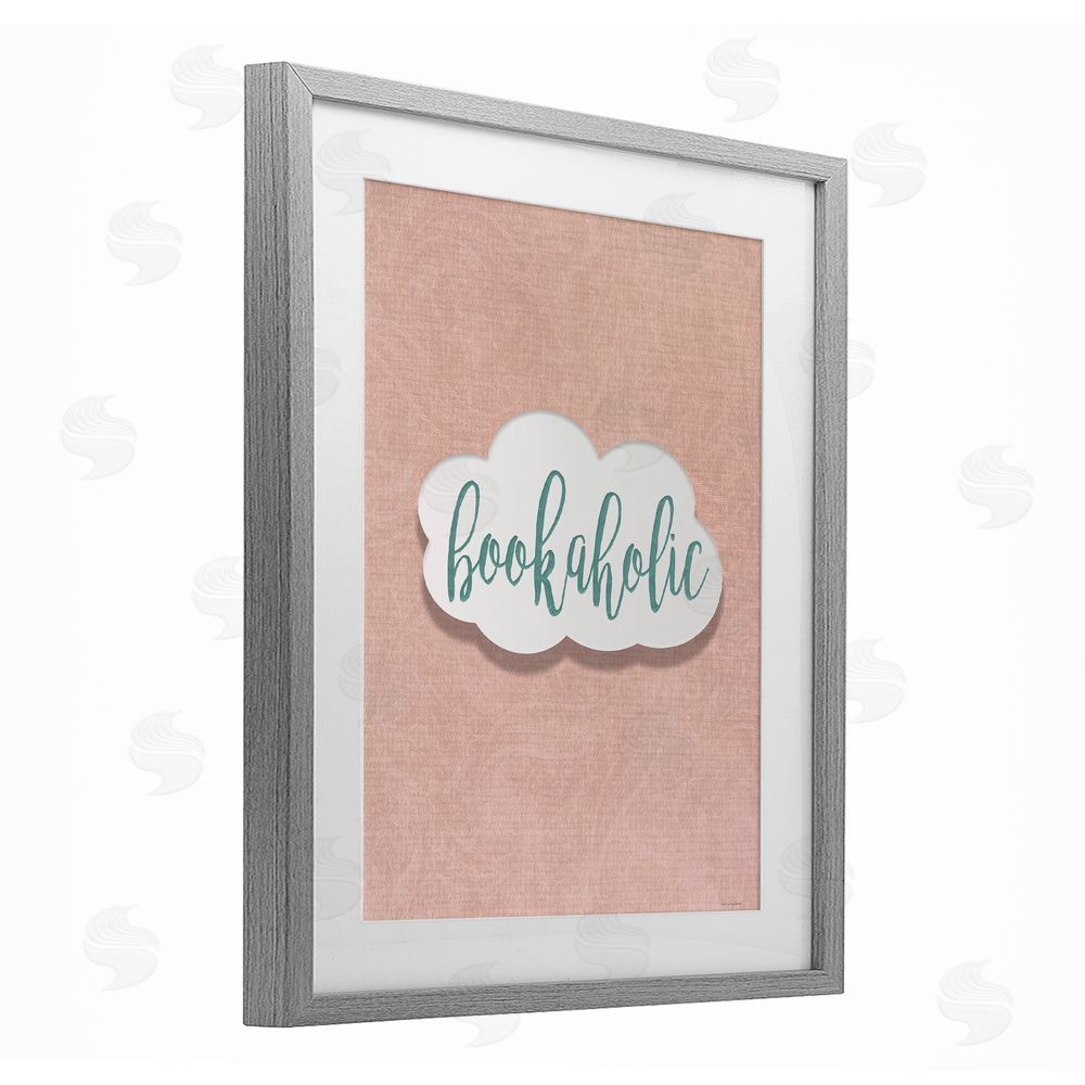 Seven Trees Design Bookaholic in Pastel Cloud Gray Framed Print Under Glass Wall Art